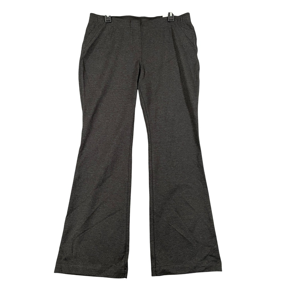 Chicos Ponte Flare Leg Pant Women 12 Heather Grey Pull On Slimming Workwear
